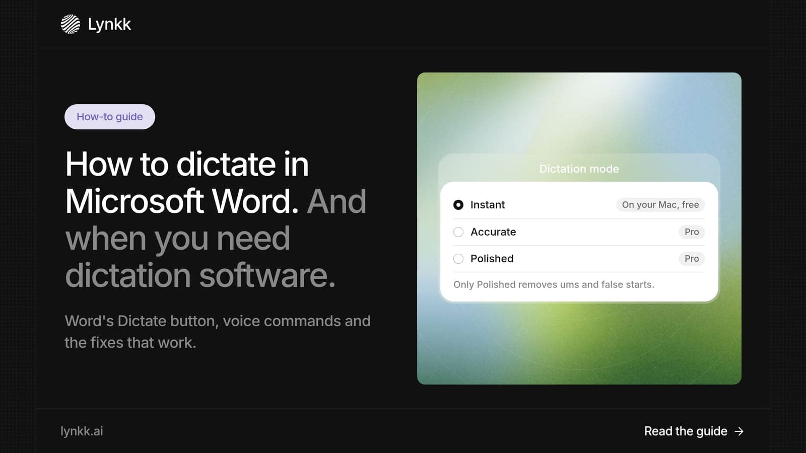 Dictate button on the Home tab in Microsoft Word with the microphone turned on
