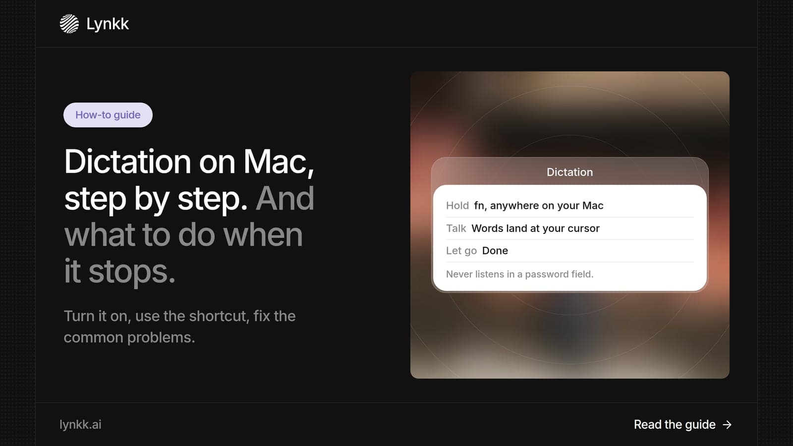 Dictation on Mac settings with the Fn key shortcut and microphone selected
