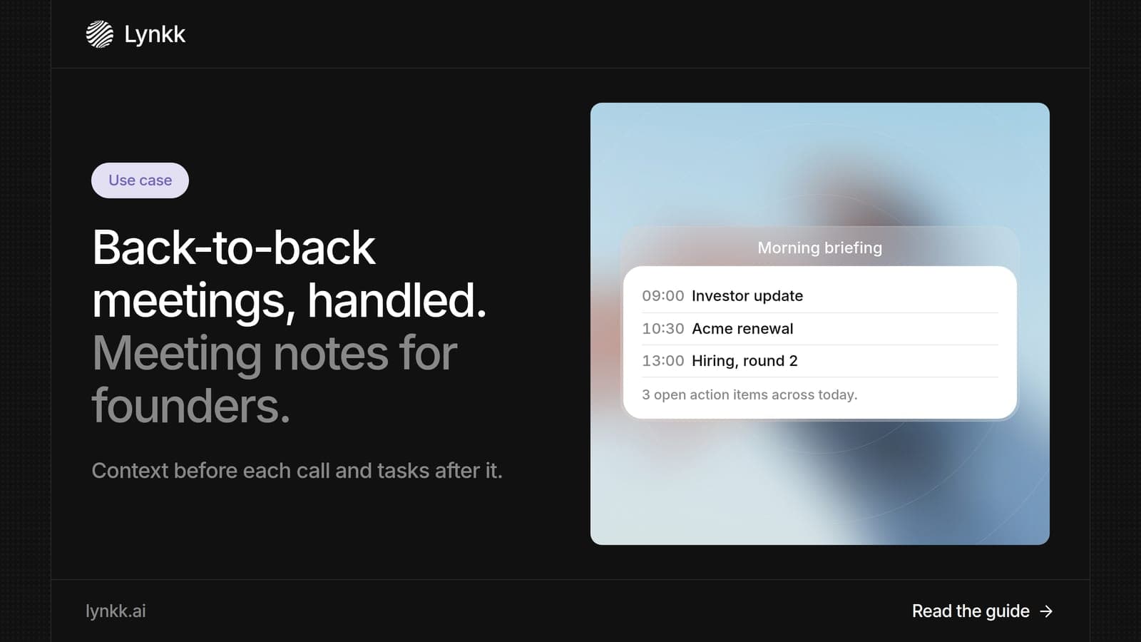 Founder's week of back-to-back meetings with AI meeting notes and action items