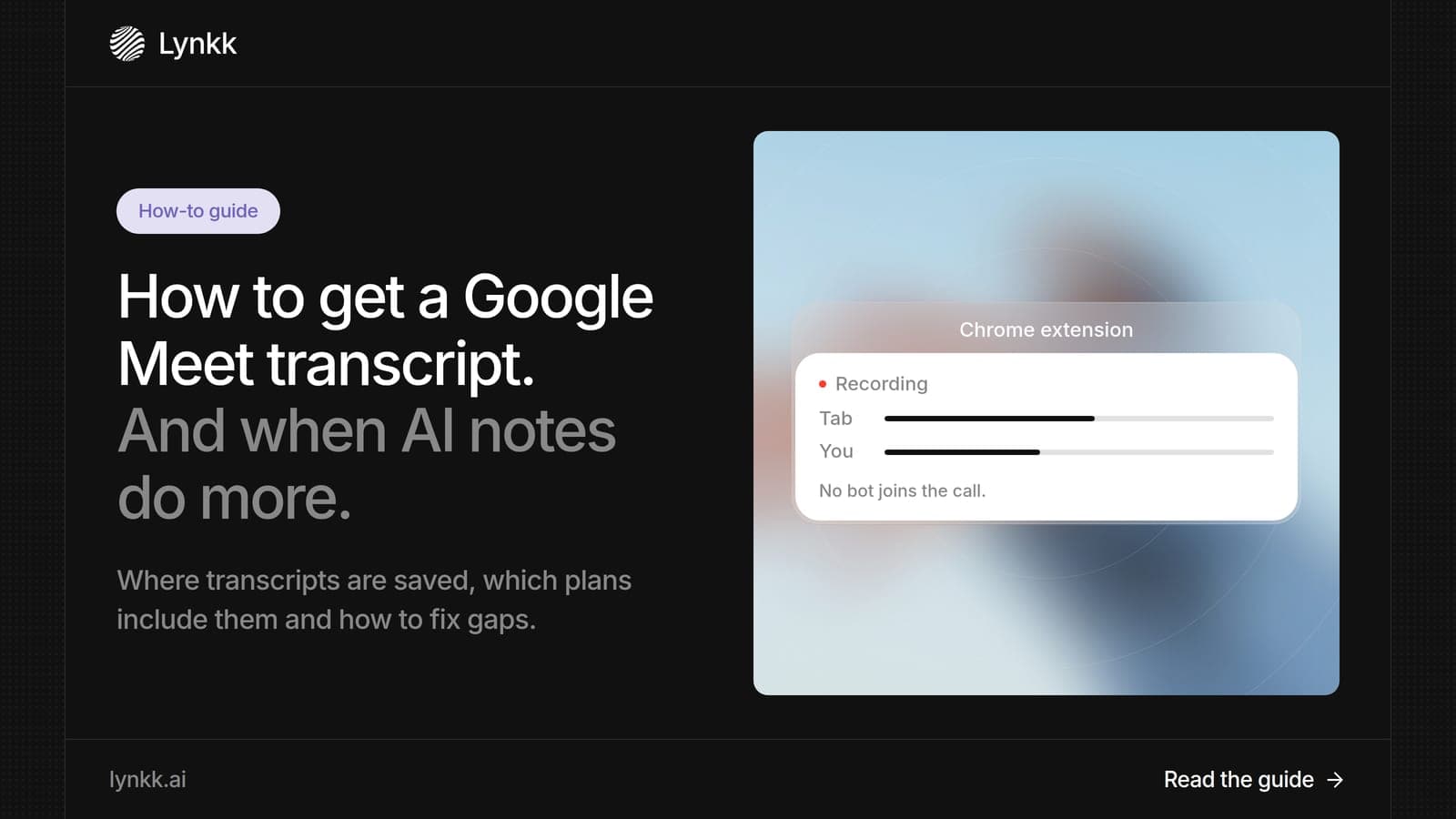 Google Meet transcript being started from Meeting tools with the Transcripts icon showing