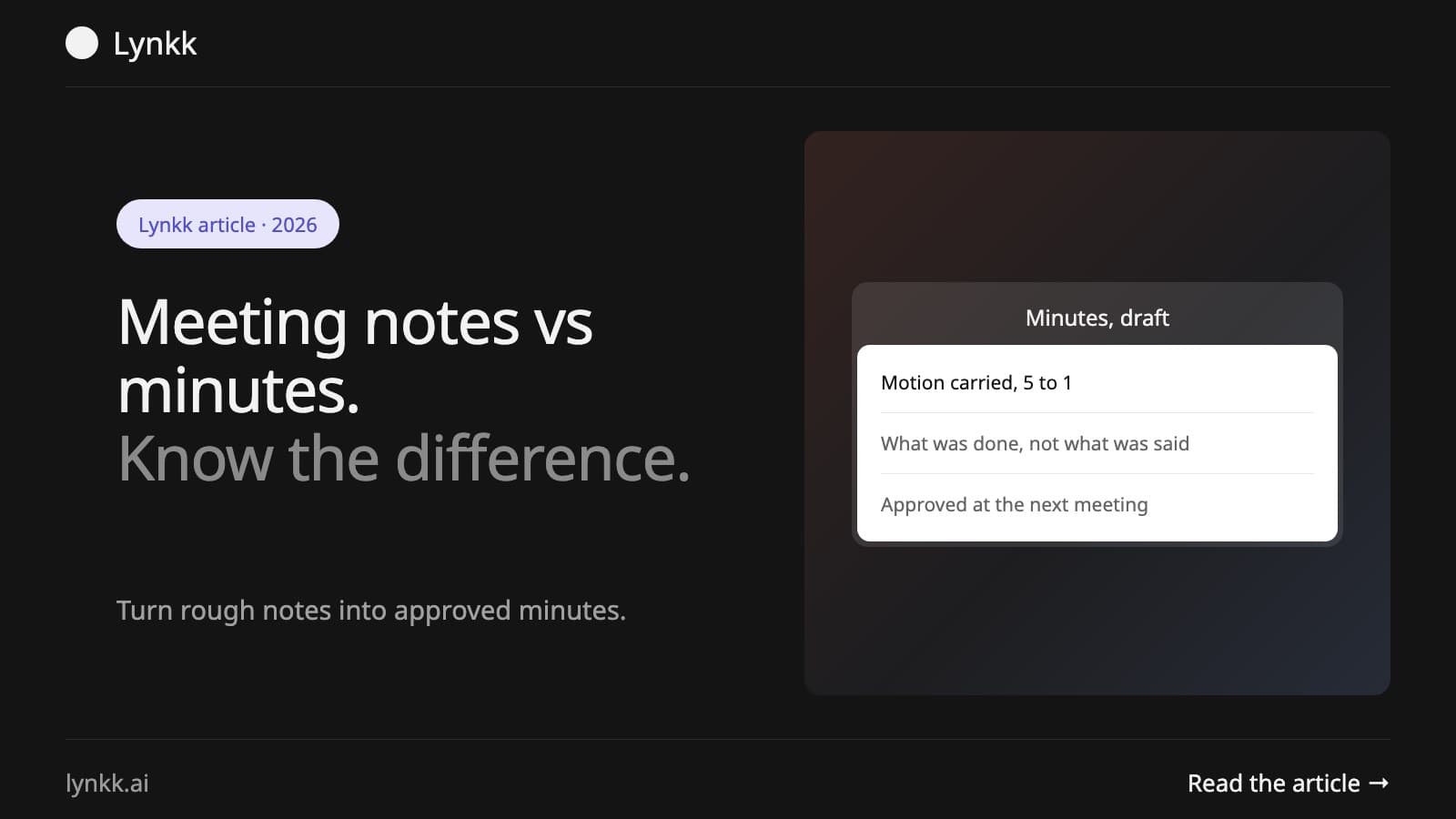 Meeting notes vs minutes side by side showing informal notes and formal minutes